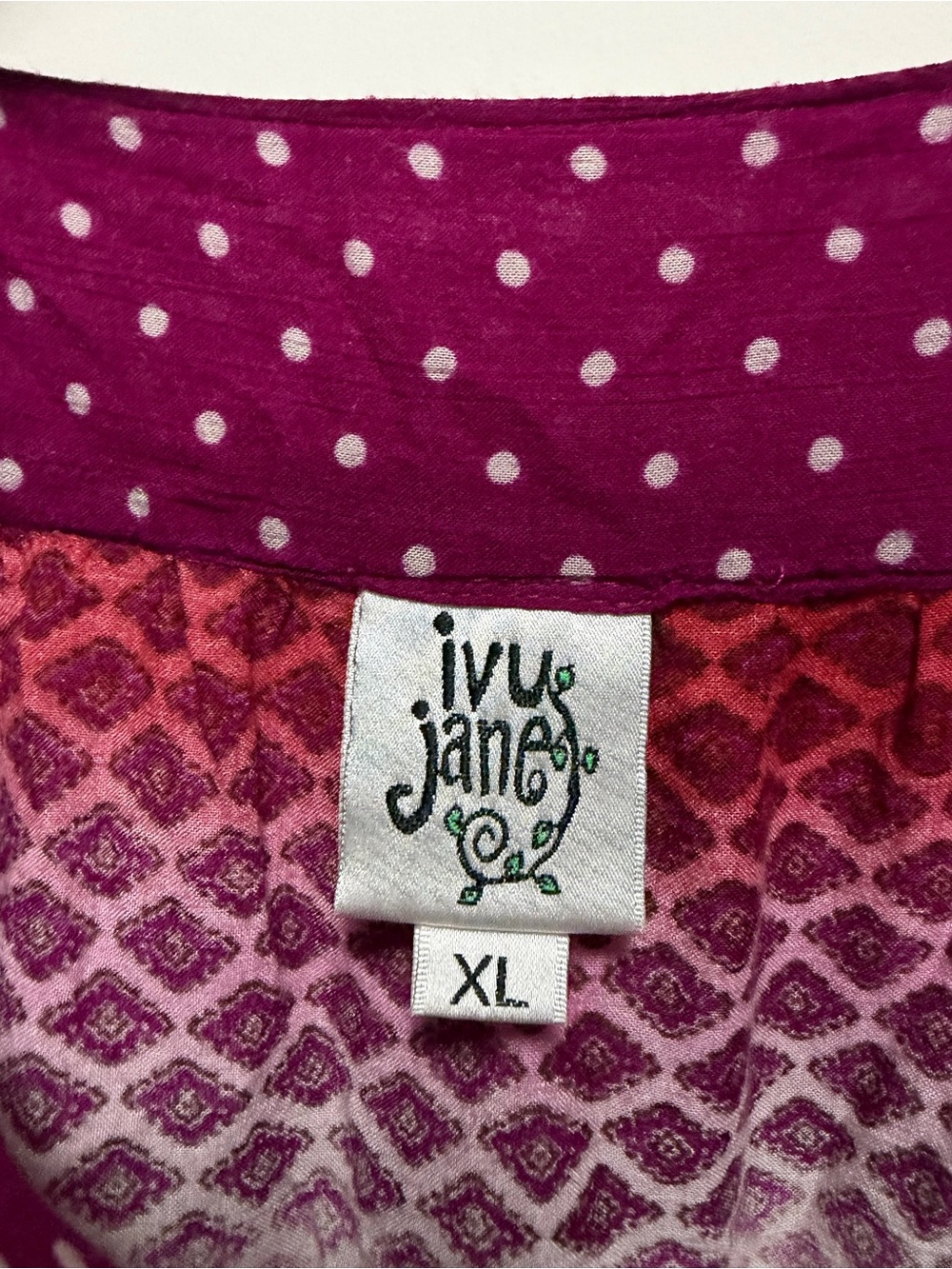 Ivy Jane Magenta Boho Tunic Embroidered Bell Sleeves Women’s Size XL - Picture 2 of 6